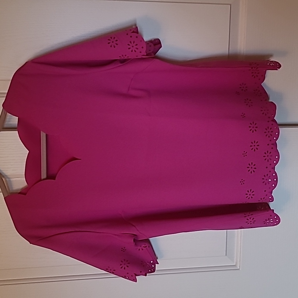 Fuchsia Laser cut Blouses 2X Shein Curve